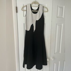 Isabel De Pedro Color Blocked Black and White Dress Medium